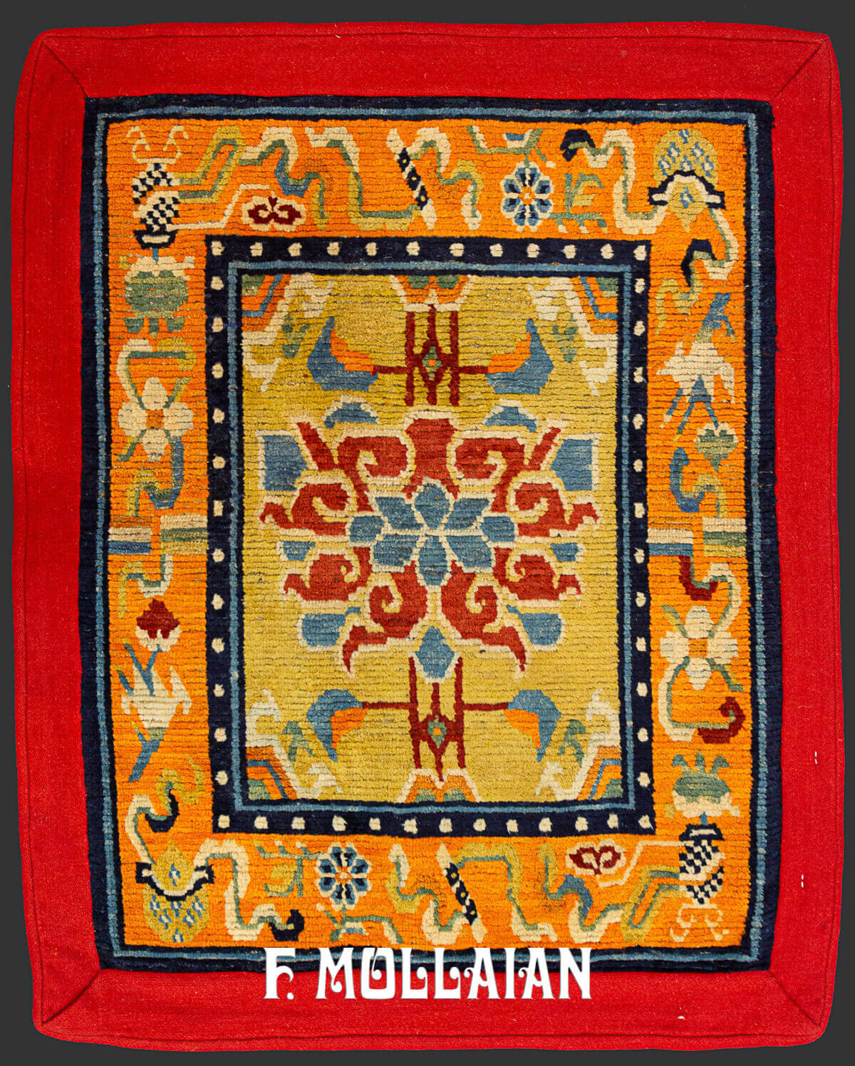 Small multi-color Tibetan Antique Decorative Rug n°:29129622